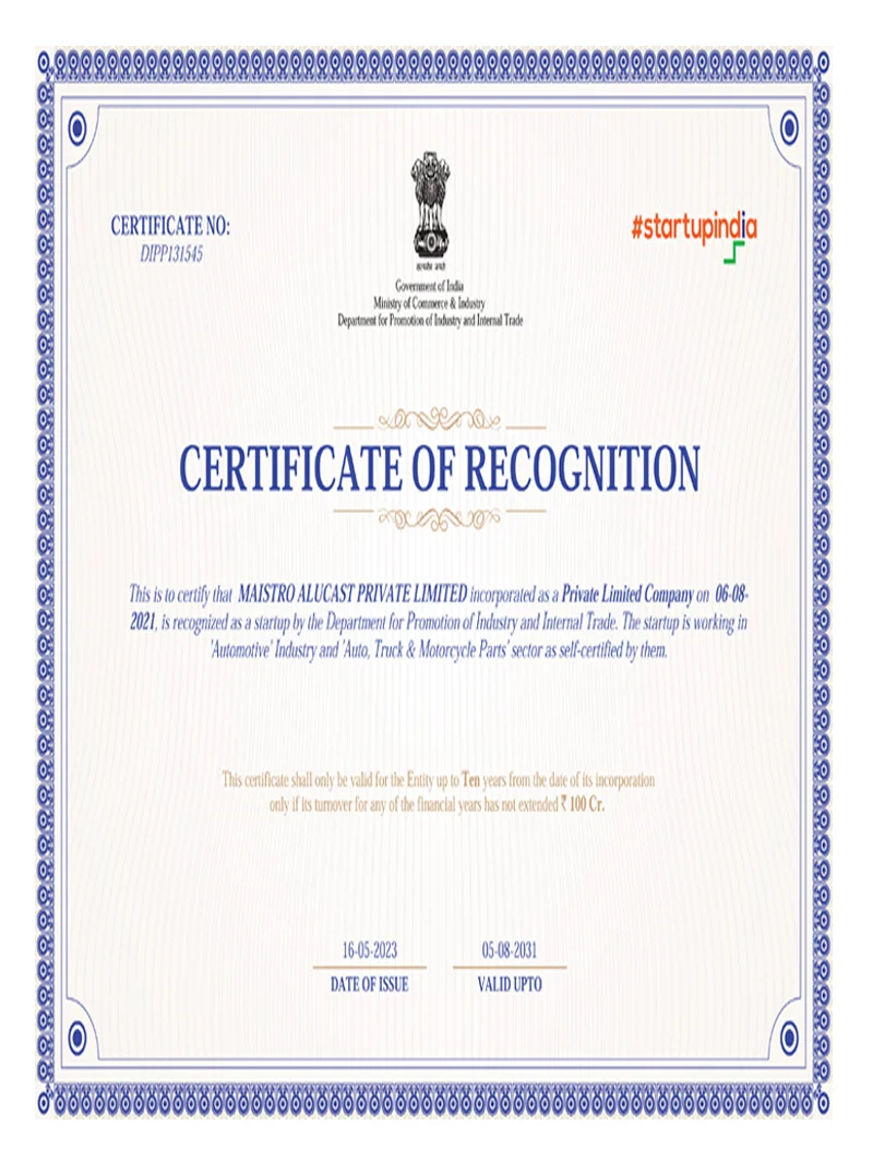 Startup India Certificate